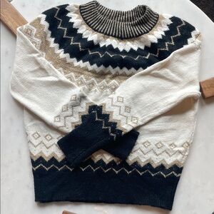 Cozy Black and Winter White Fair Isle Sweater